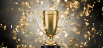 First place in a computer game. Winner's Cup. Achievements. Victory. Goal achievement concept. Best in Class Trophy Award. Top Performance Award. Winner certificate. 3D render.