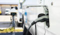 Close up shot of the plug-in electric vehicle charging