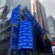A Morgan Stanley advertisement across several screens in Times Square.