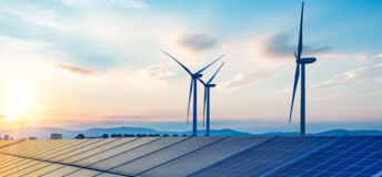 Image of windmills and solar power.
