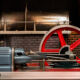 A steam engine flywheel