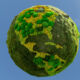 A model of the Earth if it was completely covered in vegetation, including the oceans