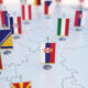 Flags on a map