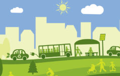Getting from A to B, sustainably: Vauban on the opportunities in green transport Green city illustration - bus and bus stop