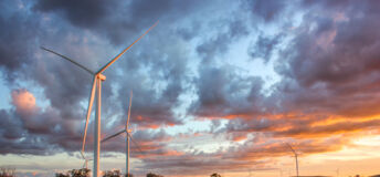 Wind farm at sunset country NSW, Australia