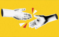 Visualisation of two hands reaching out for a handshake.