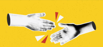 Visualisation of two hands reaching out for a handshake.