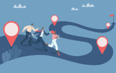 Photo of a team running to their next goal with an end point in sight.