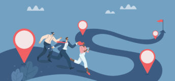 Photo of a team running to their next goal with an end point in sight.