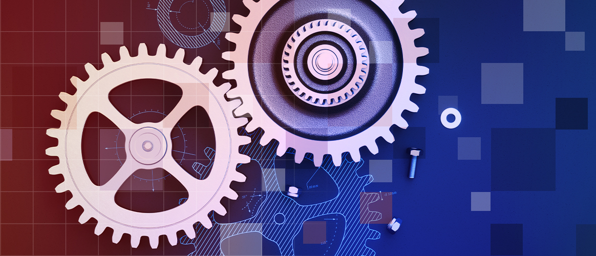 T9_PM2030 AI_1 Cogs turn depicting the operations systems under the service, for the Private Markets 2030 Artificial Intelligence theme