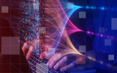 Moving beyond the AI hype to create real value Streams of data converge for someone tapping on a laptop keyboard, for the Private Markets 2030 Artificial Intelligence theme