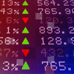 Listed stock exchange tickers display rising and falling prices, for the Private Markets 2030 Public Markets theme