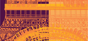 Colorful representation of eiffel tower in Paris - vector illustration (Ideal for printing on fabric or paper, poster or wallpaper, house decoration) Infra main Dec25/Jan26 cover art t9