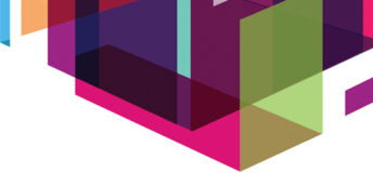 Coloured, translucent isometric shapes overlapping each other