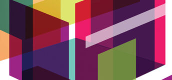 Coloured, translucent isometric shapes overlapping each other