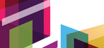 Coloured, translucent isometric shapes overlapping each other