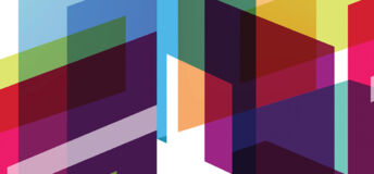 Coloured, translucent isometric shapes overlapping each other