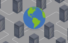 Globe with IT servers