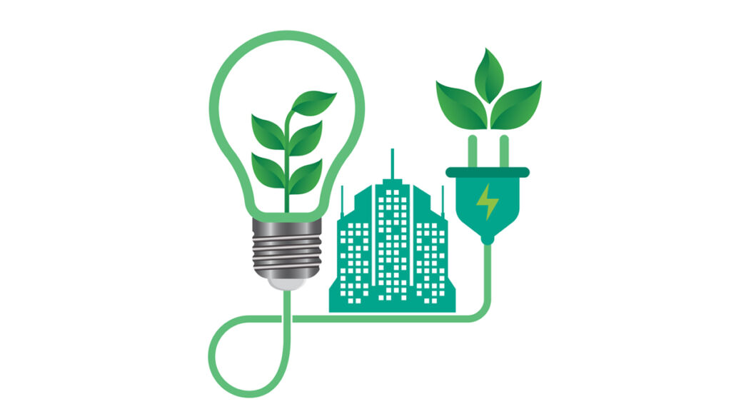 Green energy - plug powering lightbulb