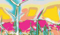Wind turbines in pastel colours