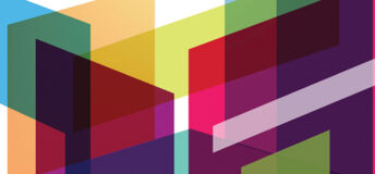 Coloured, translucent isometric shapes overlapping each other