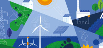 Graphic showing symbols and pictures related to the renewables sector.