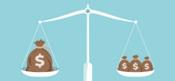 Image of a scale balancing money bags on both sides.