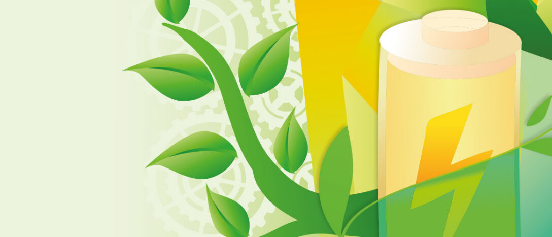 Graphic of plants and batteries.