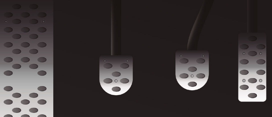 An illustration of car pedals, including a clutch, accelerator, and brakes.