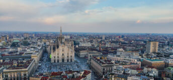 An aerial photo of Milan