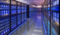 A data centre is pictured full of terminals housing computer chips