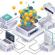 Sosteneo on safeguarding Europe’s energy security Illustration of an isometric computer pieces and icons like a cloud, an AI button, files, and a laptop.