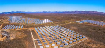 Aerial view of solar power panels.