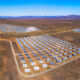 Aerial view of solar power panels.