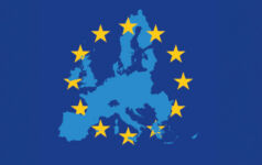 Image of the European Union stars over a map of Europe.