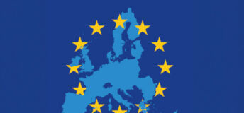 Image of the European Union stars over a map of Europe.