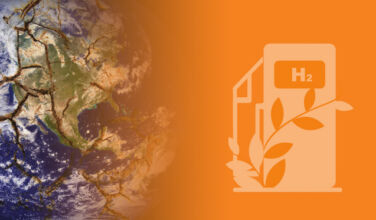 Fault lines emerge on Earth in energy transition, with a an icon depicting hydrogen fuel