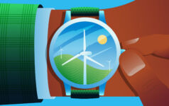 Time for sustainable resources, alternative energy, wind energy concept. Vector illustration.