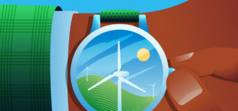 Time for sustainable resources, alternative energy, wind energy concept. Vector illustration.