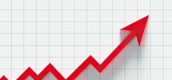 An arrow depicting profit points upwards