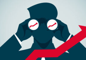 An illustration of a man looking through binoculars