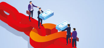 Crรฉdit Agricole CIB on the growing allure of core-plus Illustration of businessmen exchanging money