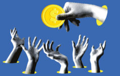 Is infrastructure debt becoming too crowded to outperform? An illustration of a hand holding a coin, with other hands all reaching out to grab it