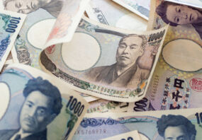 Japanese Yen notes. Money from Japan.