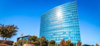 Sacramento, CA, USA - November 12, 2025: Modern government office headquarters building of the California State Teachers Retirement System in Sacramento.