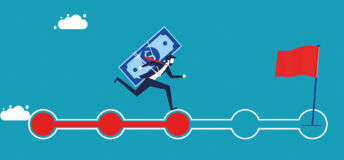 man running with money to flag