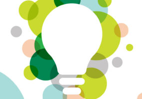 A cut out of a bulb from an image of lots of overlapping circles